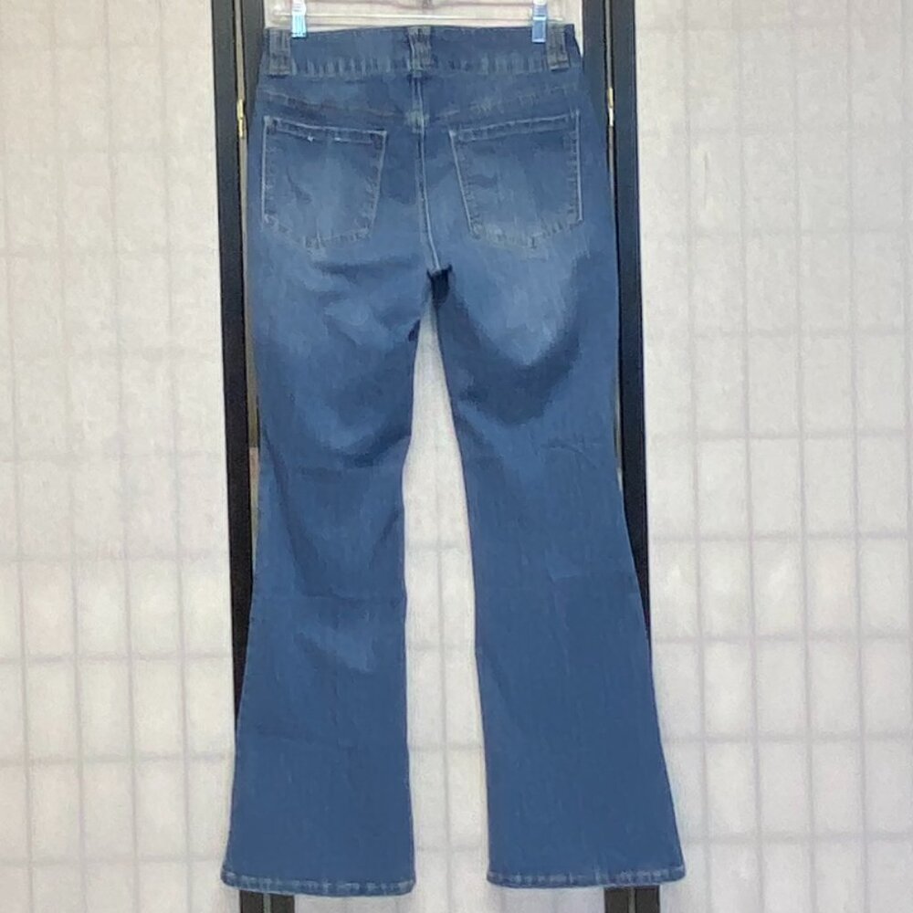 D Jeans High Wide Waistband Bootcut Stretch Denim Jeans Faded Medium Wash 8 - Picture 2 of 12